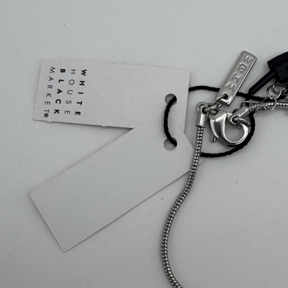 White House Black Market Silver Necklace with Pink Pearl Accents MSRP $70 - Picture 6 of 6